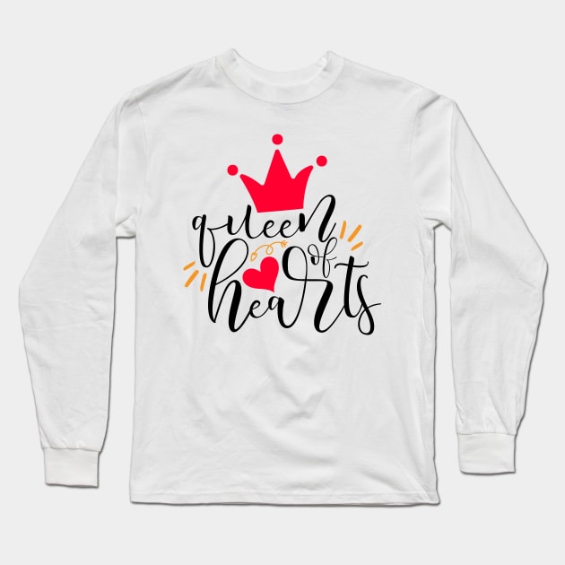 Queen of hearts Long Sleeve T-Shirt by Coral Graphics